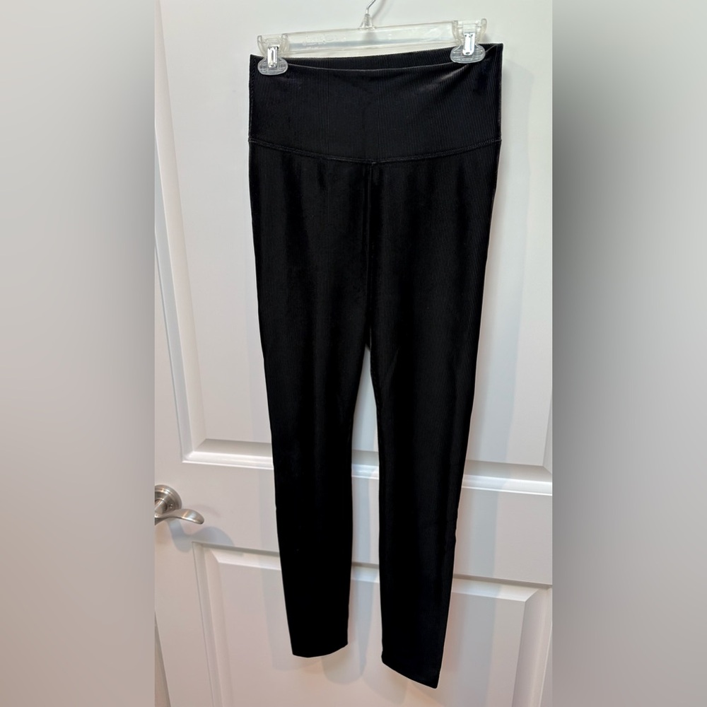 Black Corduroy Leggings with Sheen